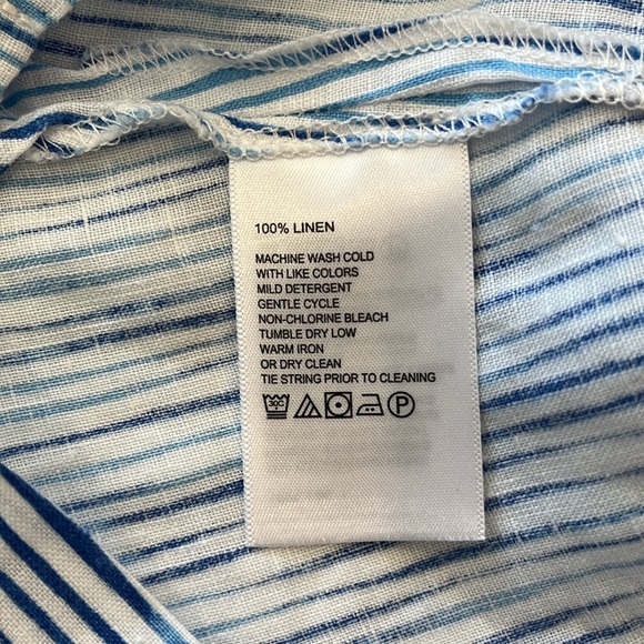 EUC Tommy Bahama striped sleeveless lace front linen blouse - Picture 8 of 9